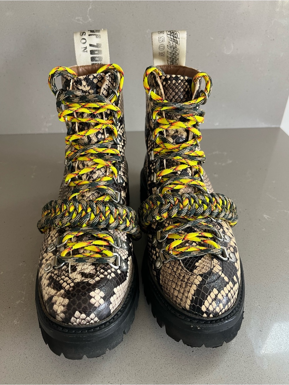 House Of Holland X Grenson Brown Snakeskin Leather Hiker Combat Boots UK4 US6 - Picture 6 of 13